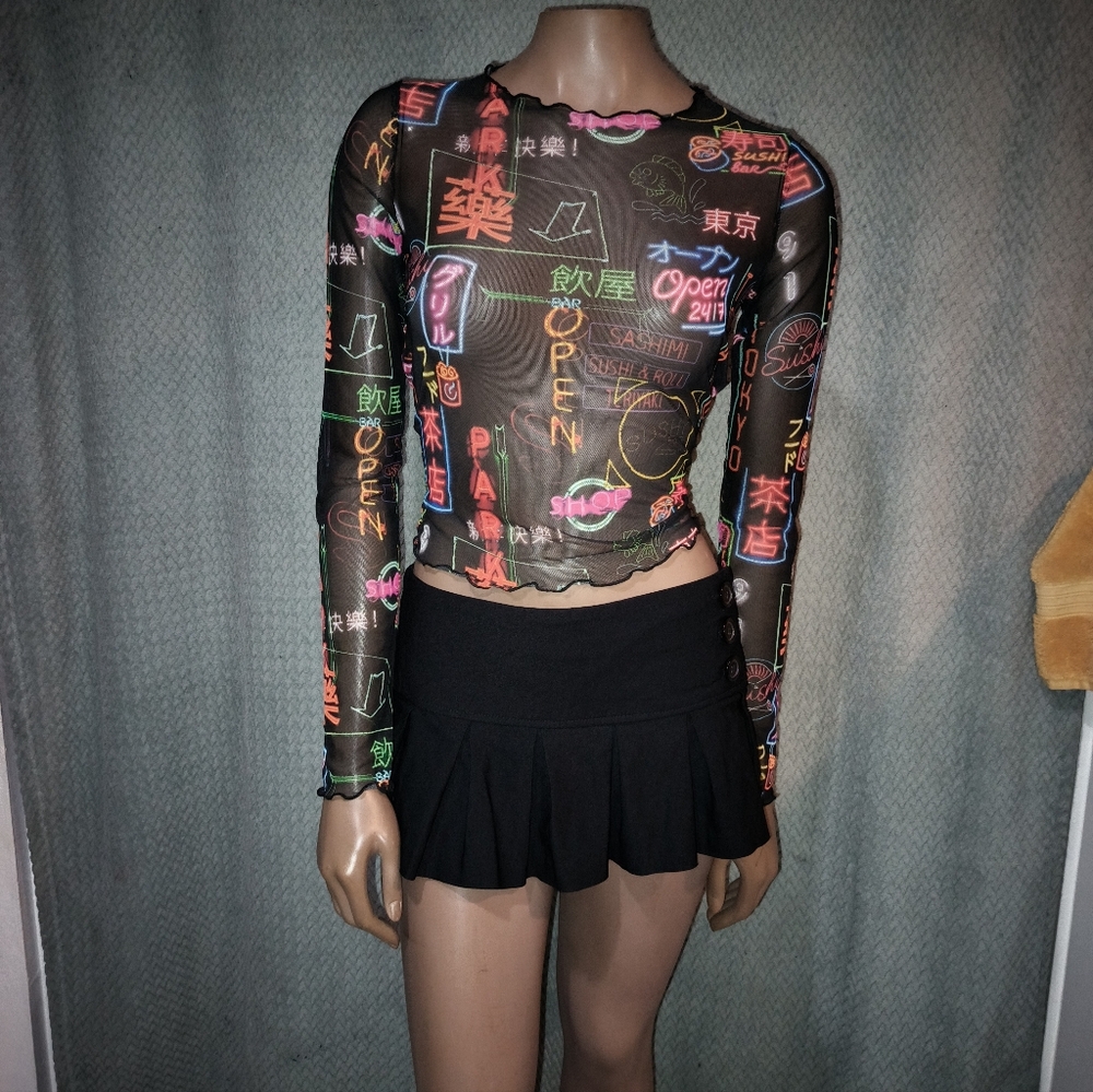 Styles Black Micro Mini Pleated Skirt Sz L